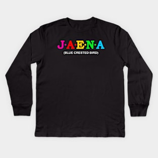 Jaena - Blue Crested Bird. Kids Long Sleeve T-Shirt